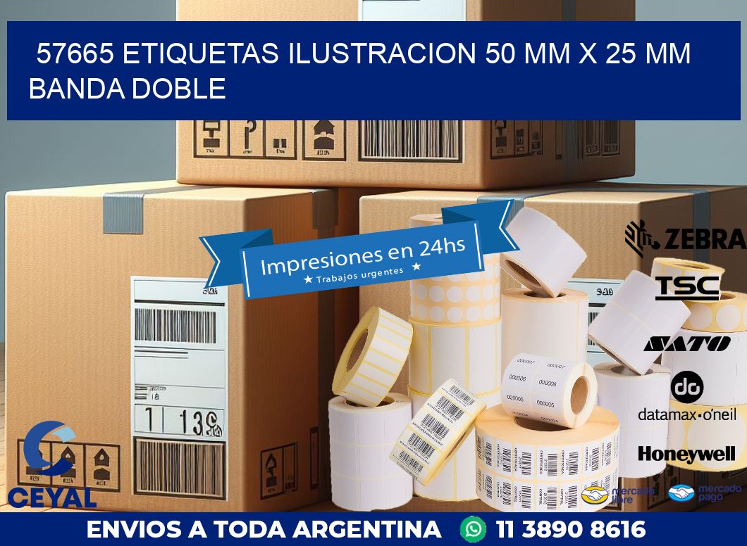 57665 ETIQUETAS ILUSTRACION 50 MM X 25 MM BANDA DOBLE