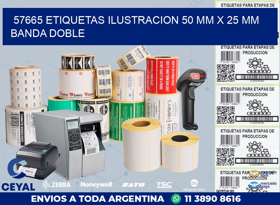 57665 ETIQUETAS ILUSTRACION 50 MM X 25 MM BANDA DOBLE