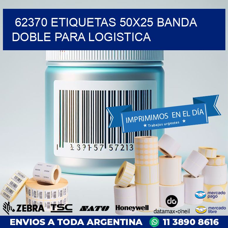 62370 ETIQUETAS 50X25 BANDA DOBLE PARA LOGISTICA
