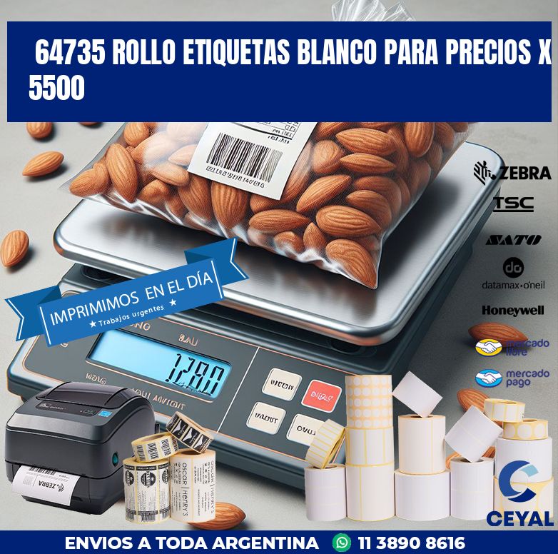 64735 ROLLO ETIQUETAS BLANCO PARA PRECIOS X 5500