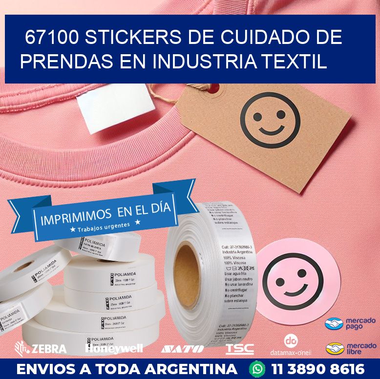 67100 STICKERS DE CUIDADO DE PRENDAS EN INDUSTRIA TEXTIL