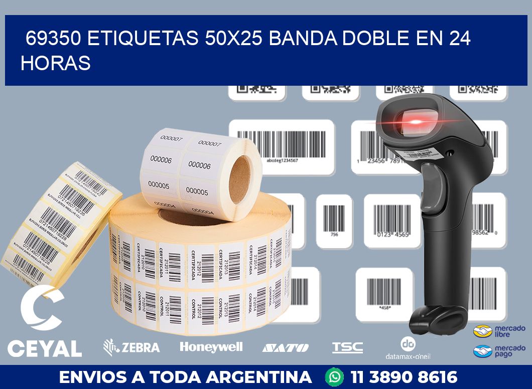 69350 ETIQUETAS 50X25 BANDA DOBLE EN 24 HORAS