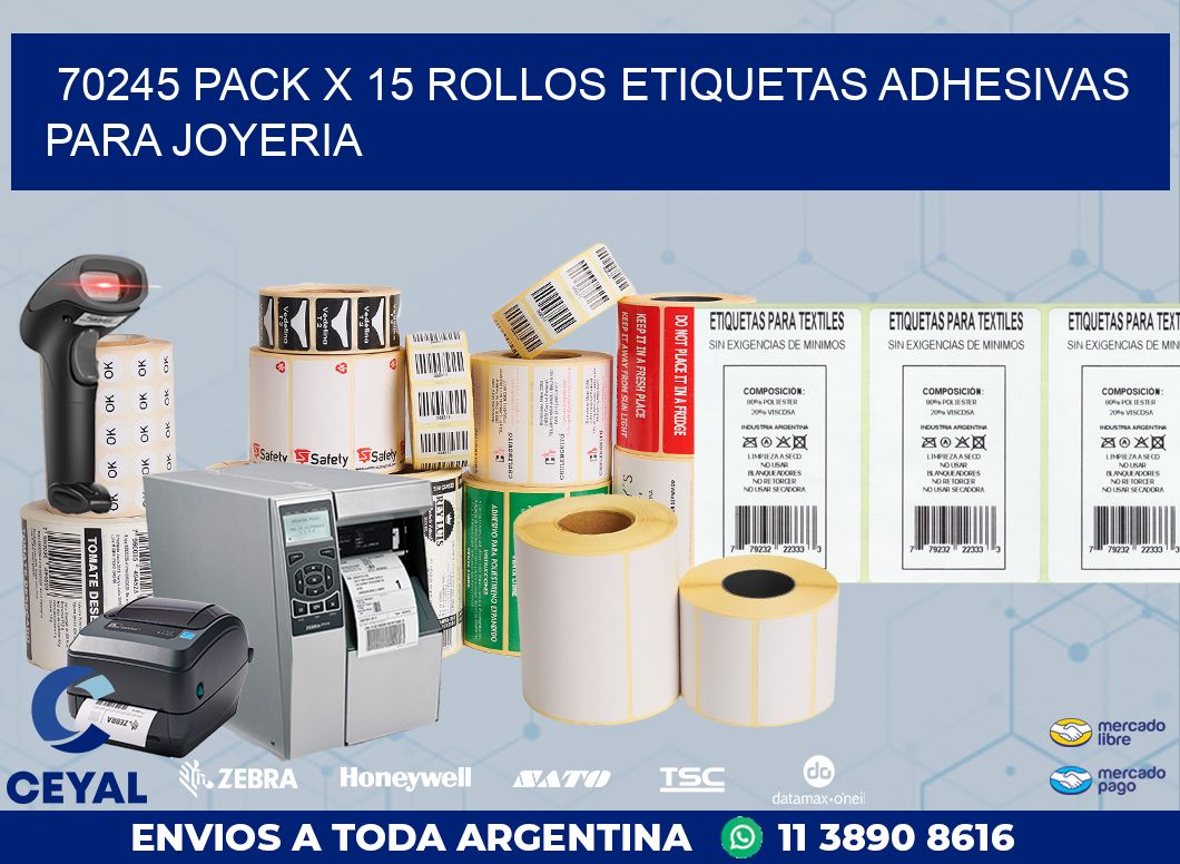 70245 PACK X 15 ROLLOS ETIQUETAS ADHESIVAS PARA JOYERIA