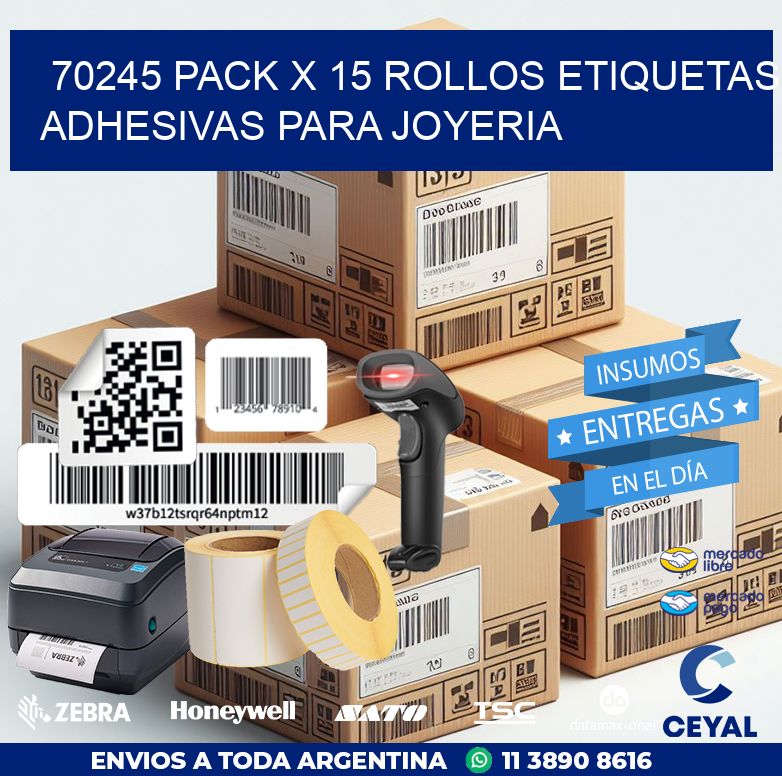 70245 PACK X 15 ROLLOS ETIQUETAS ADHESIVAS PARA JOYERIA