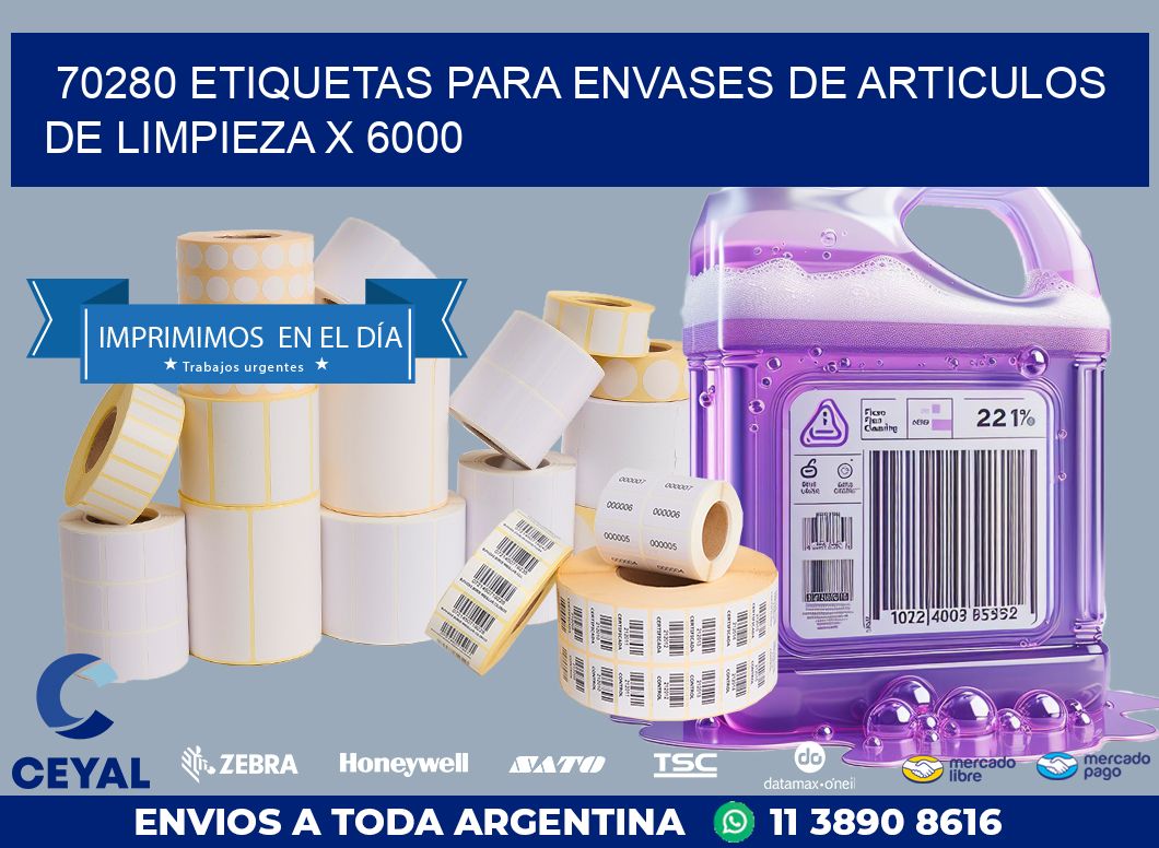 70280 ETIQUETAS PARA ENVASES DE ARTICULOS DE LIMPIEZA X 6000