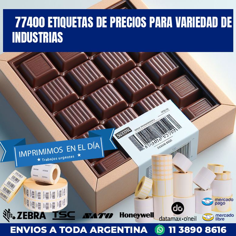 77400 ETIQUETAS DE PRECIOS PARA VARIEDAD DE INDUSTRIAS