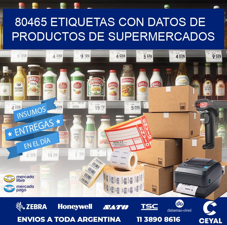 80465 ETIQUETAS CON DATOS DE PRODUCTOS DE SUPERMERCADOS