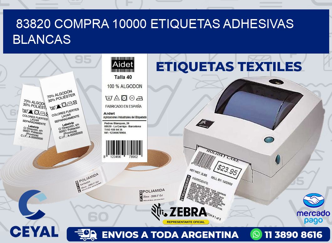 83820 COMPRA 10000 ETIQUETAS ADHESIVAS BLANCAS