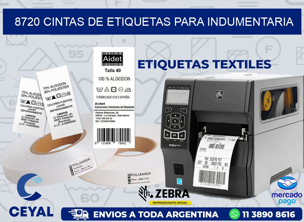 8720 CINTAS DE ETIQUETAS PARA INDUMENTARIA