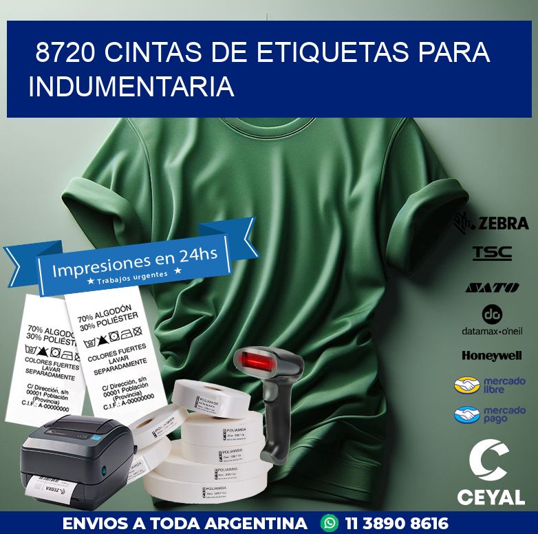 8720 CINTAS DE ETIQUETAS PARA INDUMENTARIA