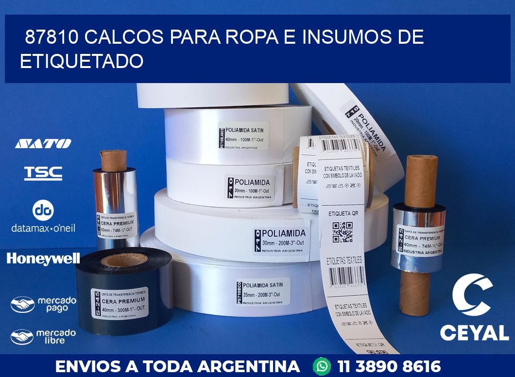 87810 CALCOS PARA ROPA E INSUMOS DE ETIQUETADO