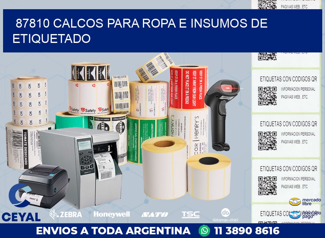 87810 CALCOS PARA ROPA E INSUMOS DE ETIQUETADO