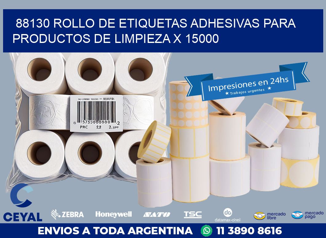 88130 ROLLO DE ETIQUETAS ADHESIVAS PARA PRODUCTOS DE LIMPIEZA X 15000