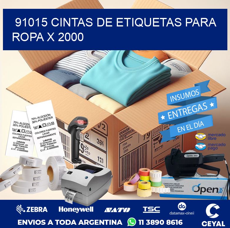 91015 CINTAS DE ETIQUETAS PARA ROPA X 2000