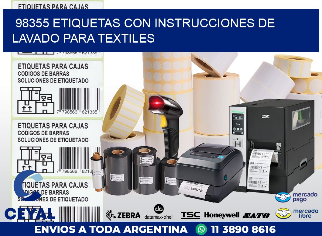 98355 ETIQUETAS CON INSTRUCCIONES DE LAVADO PARA TEXTILES