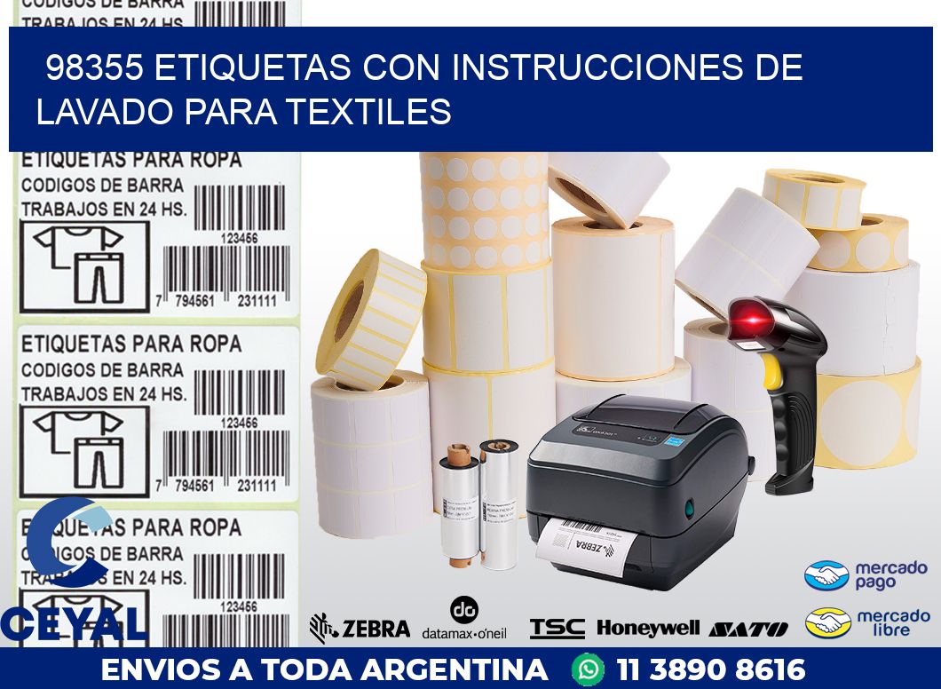 98355 ETIQUETAS CON INSTRUCCIONES DE LAVADO PARA TEXTILES