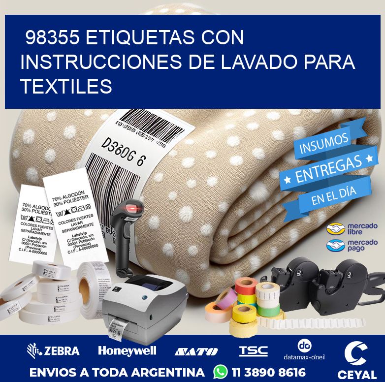 98355 ETIQUETAS CON INSTRUCCIONES DE LAVADO PARA TEXTILES