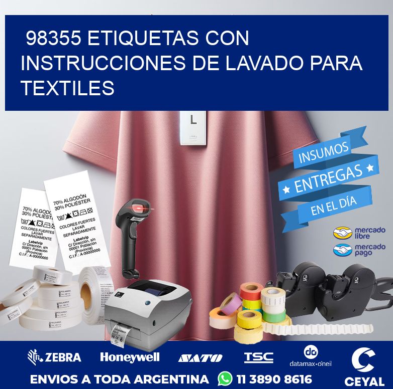 98355 ETIQUETAS CON INSTRUCCIONES DE LAVADO PARA TEXTILES