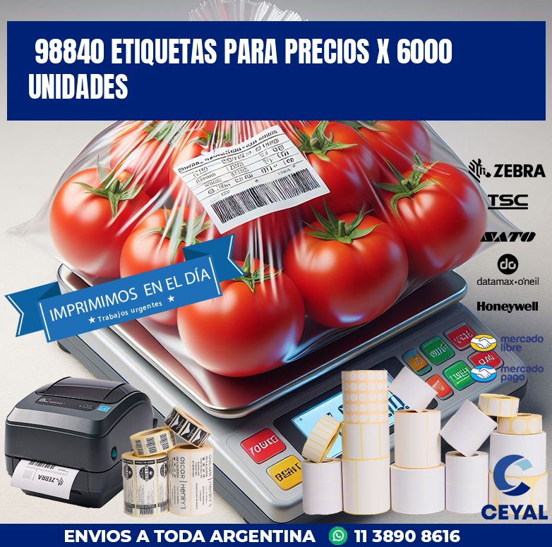 98840 ETIQUETAS PARA PRECIOS X 6000 UNIDADES