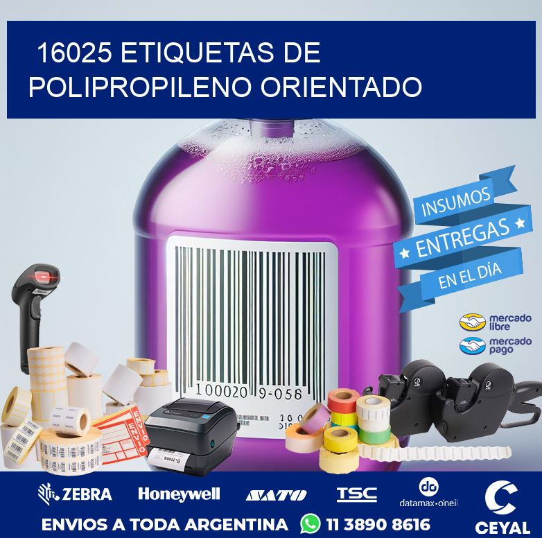 16025 ETIQUETAS DE POLIPROPILENO ORIENTADO