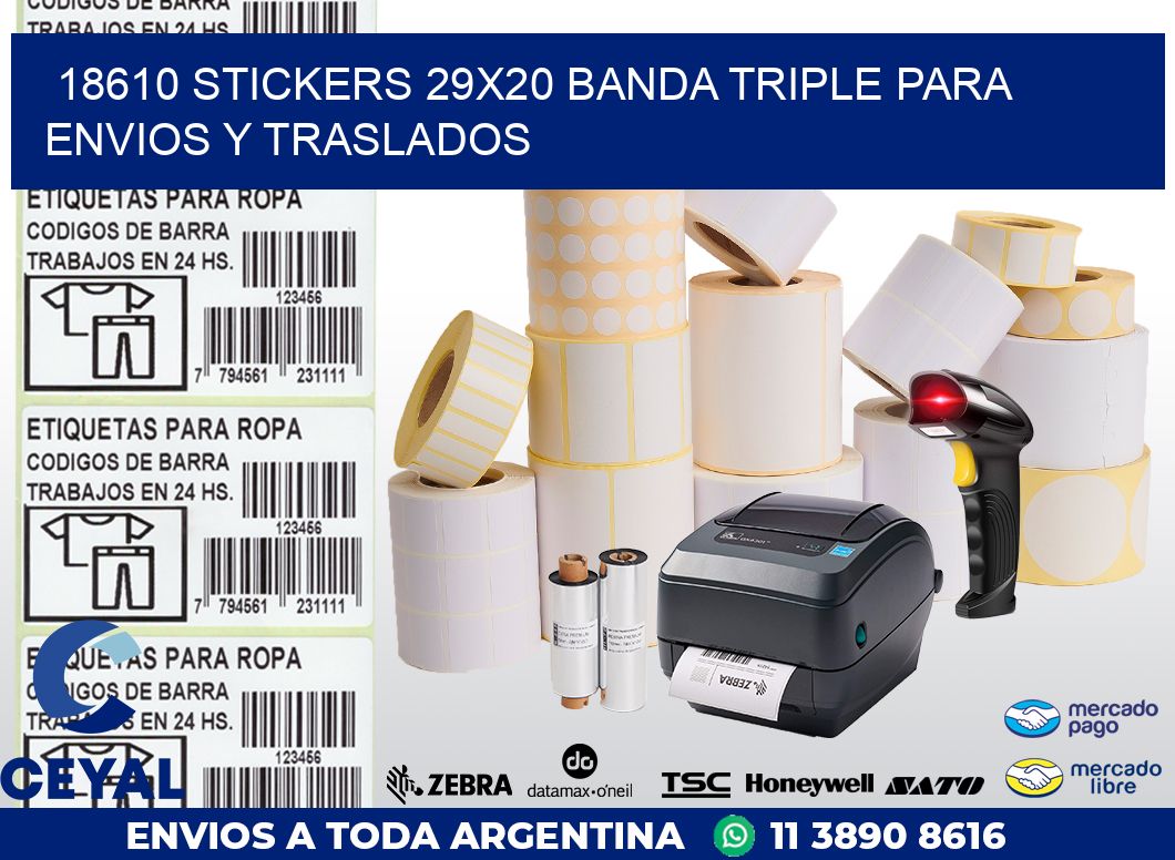18610 STICKERS 29X20 BANDA TRIPLE PARA ENVIOS Y TRASLADOS