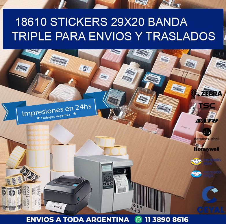 18610 STICKERS 29X20 BANDA TRIPLE PARA ENVIOS Y TRASLADOS