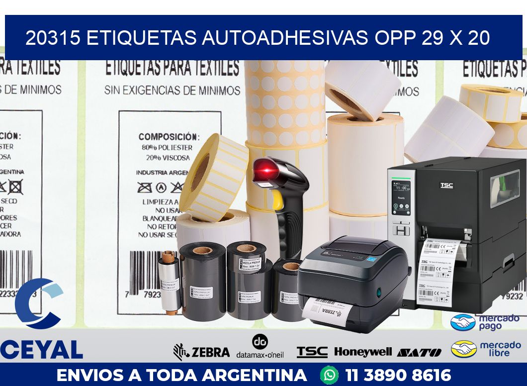 20315 ETIQUETAS AUTOADHESIVAS OPP 29 X 20