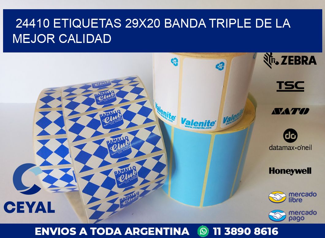 24410 ETIQUETAS 29X20 BANDA TRIPLE DE LA MEJOR CALIDAD