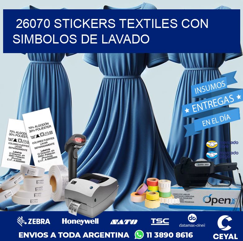 26070 STICKERS TEXTILES CON SIMBOLOS DE LAVADO