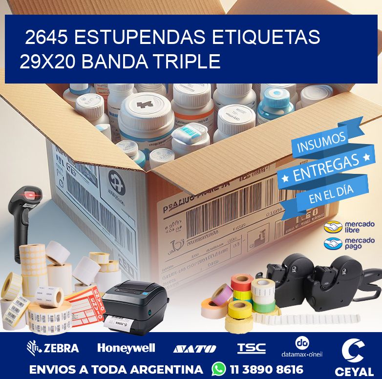 2645 ESTUPENDAS ETIQUETAS 29X20 BANDA TRIPLE