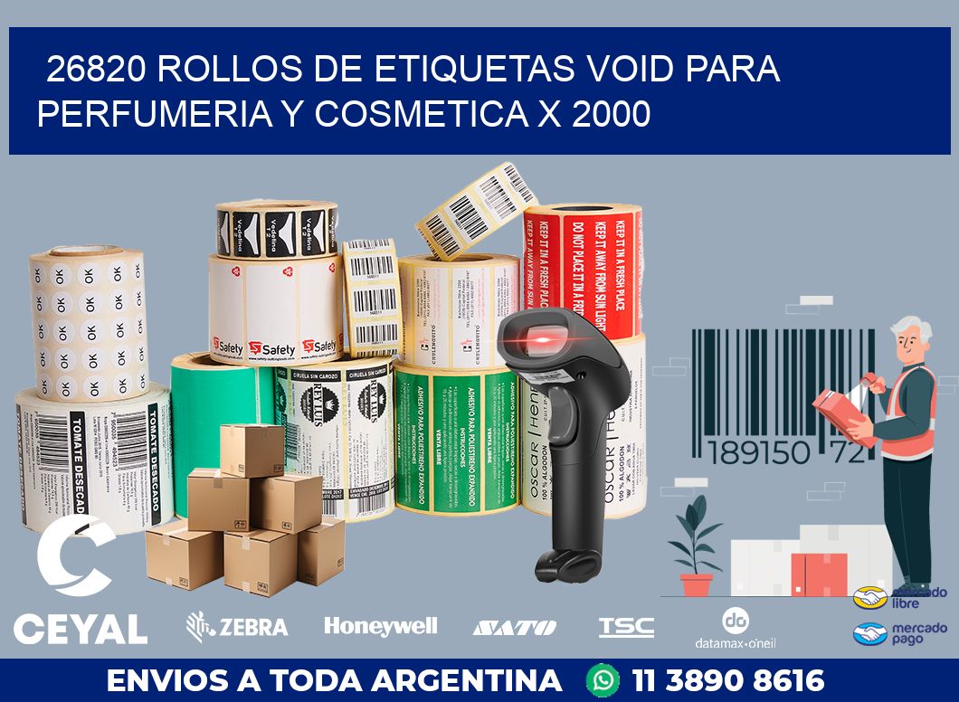 26820 ROLLOS DE ETIQUETAS VOID PARA PERFUMERIA Y COSMETICA X 2000