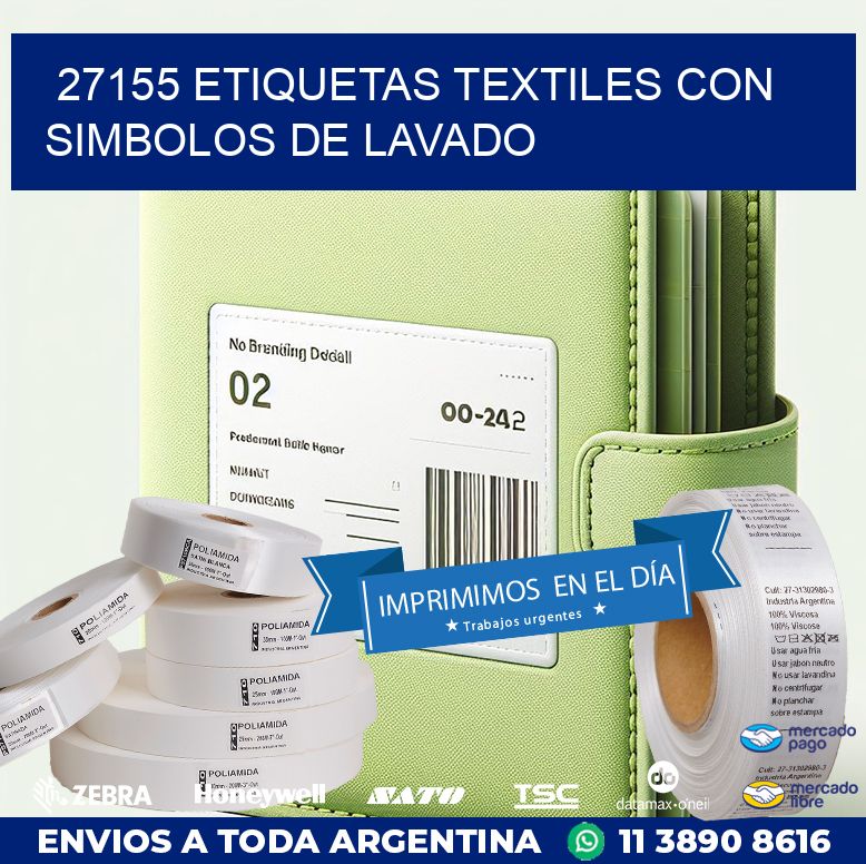 27155 ETIQUETAS TEXTILES CON SIMBOLOS DE LAVADO