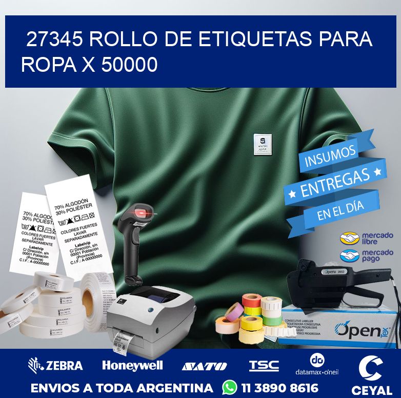 27345 ROLLO DE ETIQUETAS PARA ROPA X 50000