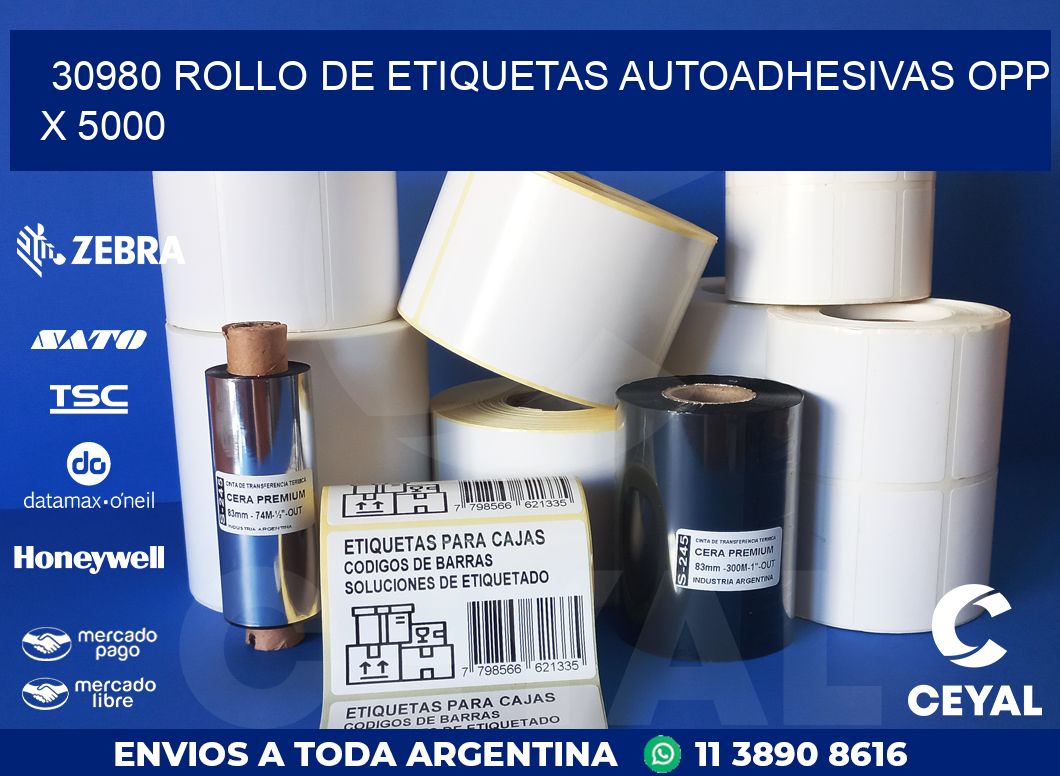 30980 ROLLO DE ETIQUETAS AUTOADHESIVAS OPP X 5000