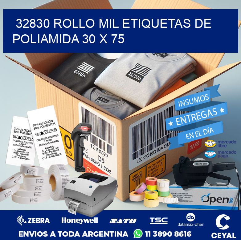 32830 ROLLO MIL ETIQUETAS DE POLIAMIDA 30 X 75