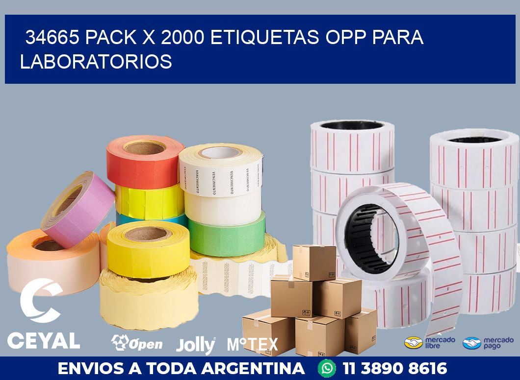 34665 PACK X 2000 ETIQUETAS OPP PARA LABORATORIOS