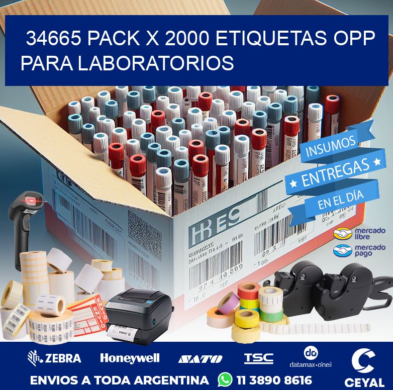 34665 PACK X 2000 ETIQUETAS OPP PARA LABORATORIOS