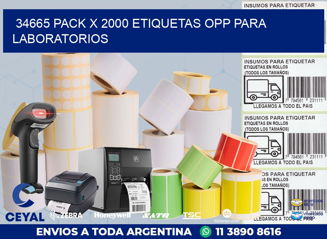 34665 PACK X 2000 ETIQUETAS OPP PARA LABORATORIOS