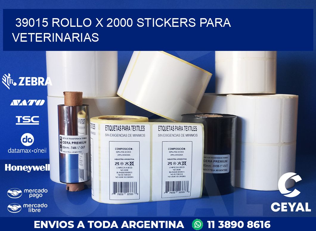 39015 ROLLO X 2000 STICKERS PARA VETERINARIAS