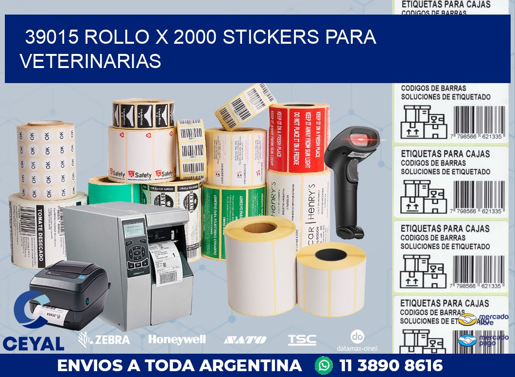 39015 ROLLO X 2000 STICKERS PARA VETERINARIAS