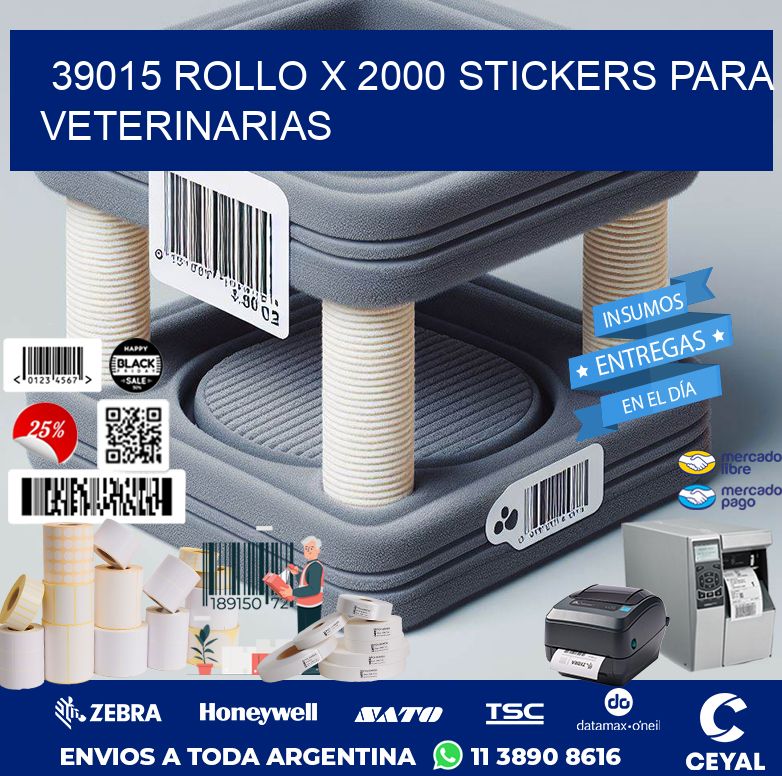 39015 ROLLO X 2000 STICKERS PARA VETERINARIAS