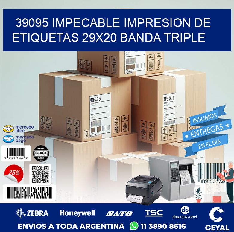 39095 IMPECABLE IMPRESION DE ETIQUETAS 29X20 BANDA TRIPLE
