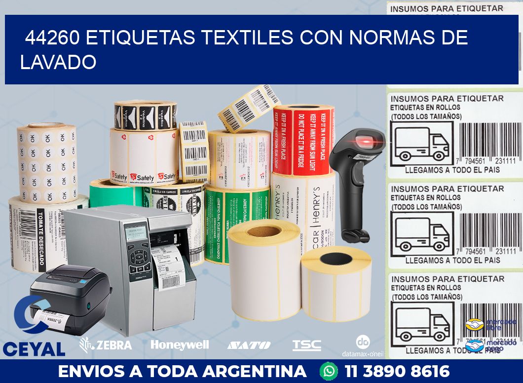 44260 ETIQUETAS TEXTILES CON NORMAS DE LAVADO