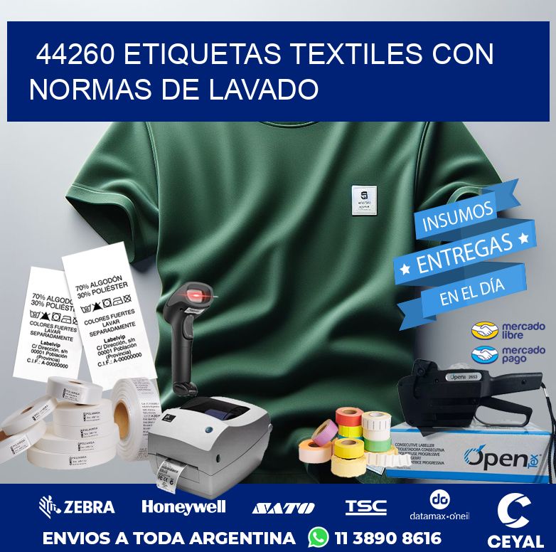 44260 ETIQUETAS TEXTILES CON NORMAS DE LAVADO