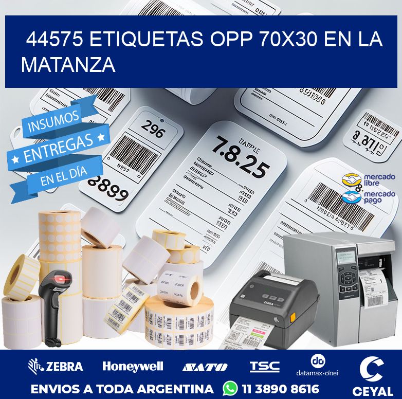 44575 ETIQUETAS OPP 70X30 EN LA MATANZA