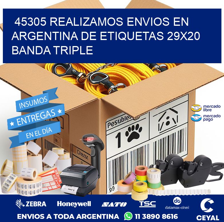 45305 REALIZAMOS ENVIOS EN ARGENTINA DE ETIQUETAS 29X20 BANDA TRIPLE