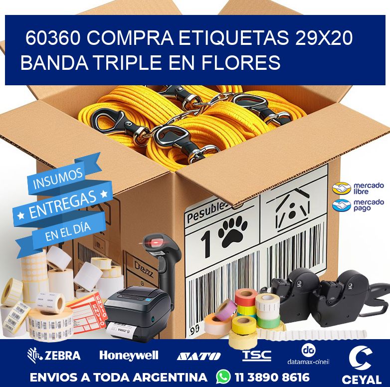 60360 COMPRA ETIQUETAS 29X20 BANDA TRIPLE EN FLORES