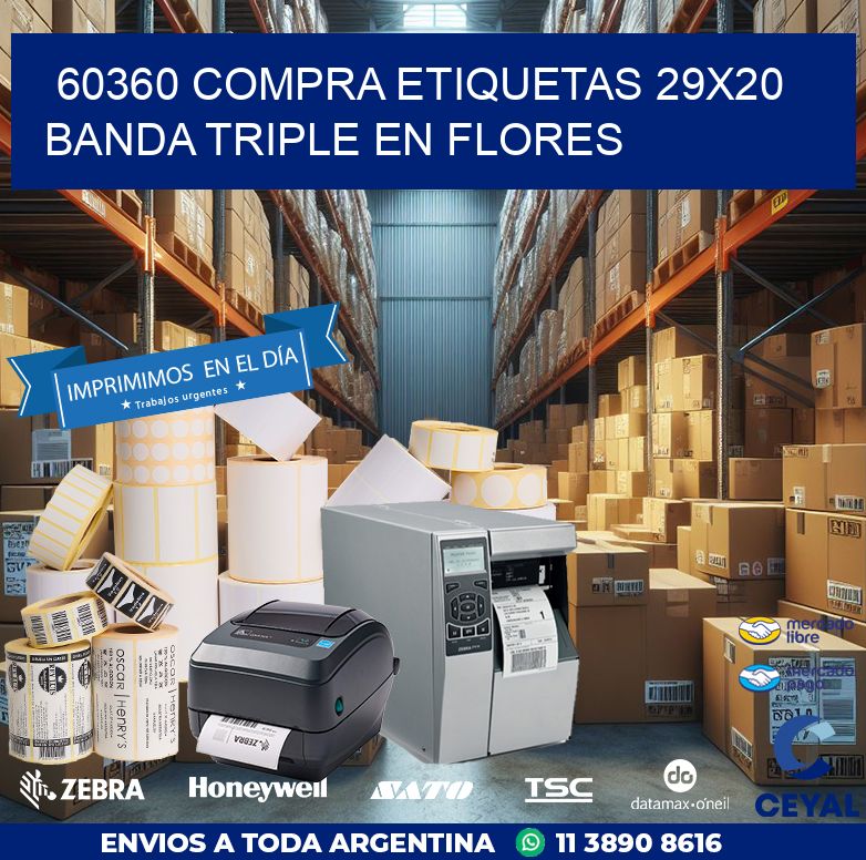 60360 COMPRA ETIQUETAS 29X20 BANDA TRIPLE EN FLORES