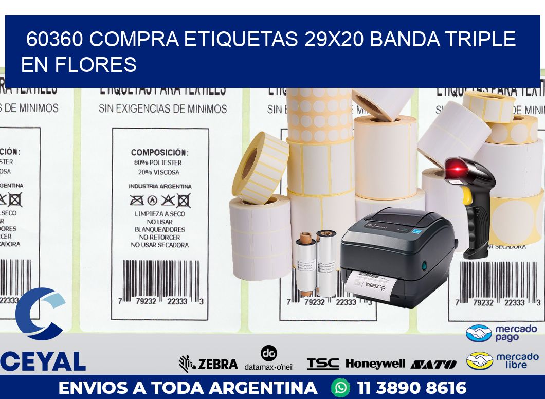 60360 COMPRA ETIQUETAS 29X20 BANDA TRIPLE EN FLORES