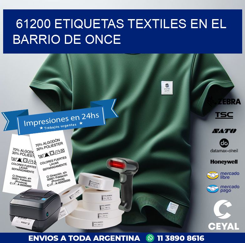 61200 ETIQUETAS TEXTILES EN EL BARRIO DE ONCE